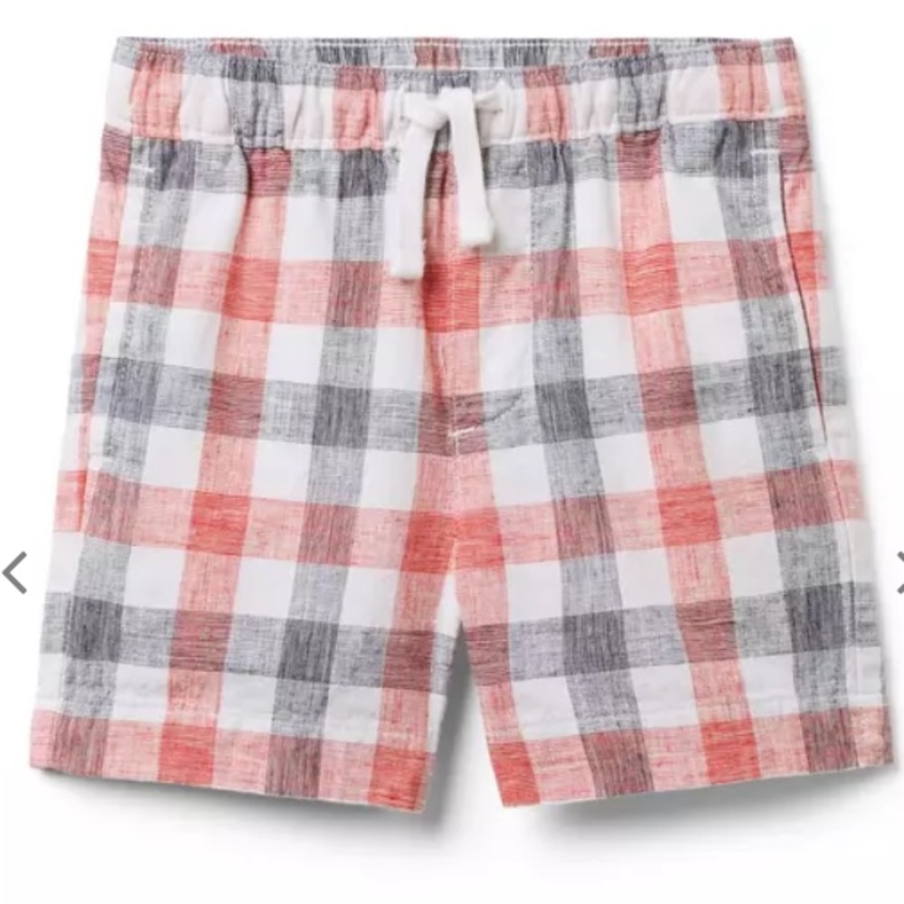 Janie and Jack Gingham Linen-Cotton Pull-On Short